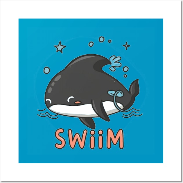 Swim orca Wall Art by Ridzdesign